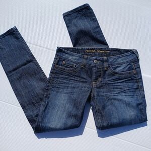 Guess Jeans size 30 Daredevil Skinny Leg Dark Denim Pants Stretch Blue Designer